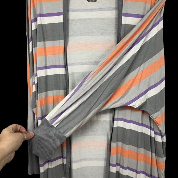Torrid Super Soft Cocoon Cardigan, Striped, Open Front, Curved Hem SZ 0 (XL) - Picture 4 of 9